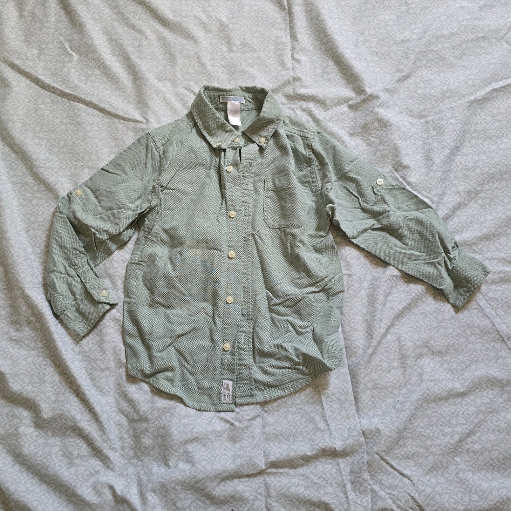 Janie and Jack Green Button-Up Shirt